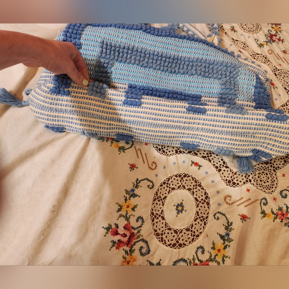 Antonello Tedde Woven Blue And White Large Tote Bag - Picture 6 of 15